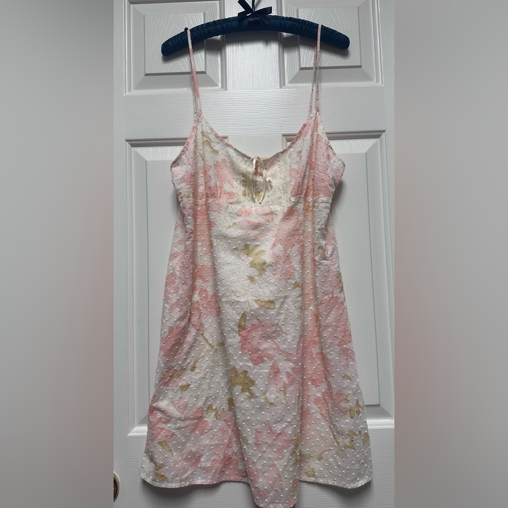 J. Crew Pink & Cream Floral Swiss Dot Chemise